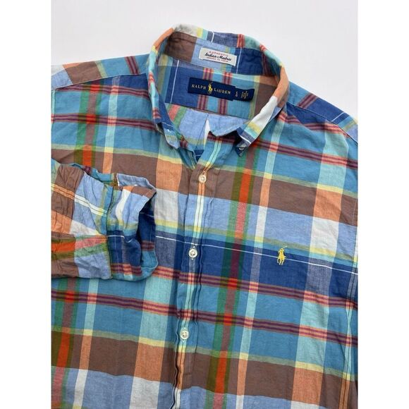 Polo by Ralph Lauren Other - Polo Ralph Lauren Shirt‎ Mens Size Large Blue Green Indian Madras Plaid Casual